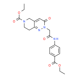ChemSpider 2D Image | Ethyl 2-(2-{[4-(ethoxycarbonyl)phenyl]amino}-2-oxoethyl)-3-oxo-3,5,7,8-tetrahydropyrido[4,3-c]pyridazine-6(2H)-carboxylate | C21H24N4O6