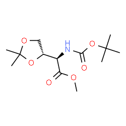 ChemSpider 2D Image | Methyl (2R)-[(4S)-2,2-dimethyl-1,3-dioxolan-4-yl]({[(2-methyl-2-propanyl)oxy]carbonyl}amino)acetate | C13H23NO6