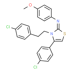 ChemSpider 2D Image | (2E)-4-(4-Chlorophenyl)-3-[2-(4-chlorophenyl)ethyl]-N-(4-methoxyphenyl)-1,3-thiazol-2(3H)-imine | C24H20Cl2N2OS