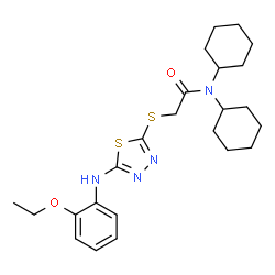 ChemSpider 2D Image | N,N-Dicyclohexyl-2-({5-[(2-ethoxyphenyl)amino]-1,3,4-thiadiazol-2-yl}sulfanyl)acetamide | C24H34N4O2S2