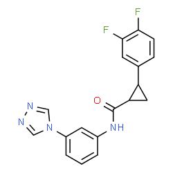 ChemSpider 2D Image | 2-(3,4-Difluorophenyl)-N-[3-(4H-1,2,4-triazol-4-yl)phenyl]cyclopropanecarboxamide | C18H14F2N4O