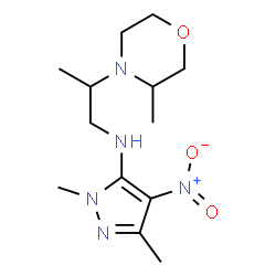 ChemSpider 2D Image | 1,3-Dimethyl-N-[2-(3-methyl-4-morpholinyl)propyl]-4-nitro-1H-pyrazol-5-amine | C13H23N5O3