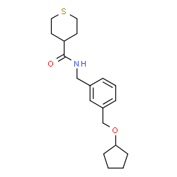 ChemSpider 2D Image | N-{3-[(Cyclopentyloxy)methyl]benzyl}tetrahydro-2H-thiopyran-4-carboxamide | C19H27NO2S