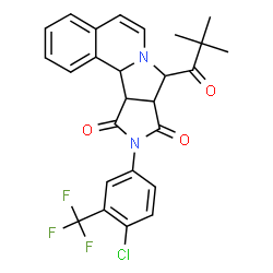 ChemSpider 2D Image | 10-[4-Chloro-3-(trifluoromethyl)phenyl]-8-(2,2-dimethylpropanoyl)-11a,11b-dihydro-8H-pyrrolo[3',4':3,4]pyrrolo[2,1-a]isoquinoline-9,11(8aH,10H)-dione | C26H22ClF3N2O3