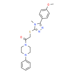 ChemSpider 2D Image | 2-(5-(4-methoxyphenyl)-4-methyl-4H-1,2,4-triazol-3-ylthio)-1-(4-phenylpiperazin-1-yl)ethanone | C22H25N5O2S
