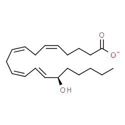 ChemSpider 2D Image | (5Z,8Z,11Z,13E,15R)-15-Hydroxy-5,8,11,13-icosatetraenoate | C20H31O3
