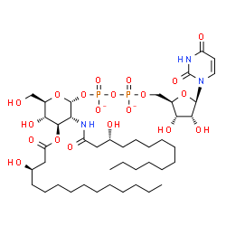 ChemSpider 2D Image | UDP-2,3-bis[(3R)-3-hydroxytetradecanoyl]-alpha-D-glucosamine dianion | C43H75N3O20P2
