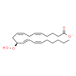 ChemSpider 2D Image | (5Z,8Z,11S,12E,14Z)-11-Hydroperoxy-5,8,12,14-icosatetraenoate | C20H31O4