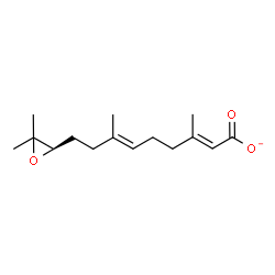 ChemSpider 2D Image | (2E,6E)-9-[(2R)-3,3-Dimethyl-2-oxiranyl]-3,7-dimethyl-2,6-nonadienoate | C15H23O3