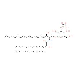 ChemSpider 2D Image | (2S,3R,4E)-3-Hydroxy-2-[(2-hydroxytetracosanoyl)amino]-4-octadecen-1-yl 3-O-sulfonato-D-galactopyranoside | C48H92NO12S