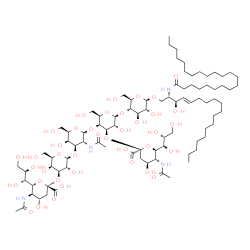 ChemSpider 2D Image | (2S,3R,4E)-2-(Docosanoylamino)-3-hydroxy-4-octadecen-1-yl (6R)-5-acetamido-3,5-dideoxy-6-[(1R,2R)-1,2,3-trihydroxypropyl]-beta-L-threo-hex-2-ulopyranonosyl-(2->3)-[(6R)-5-acetamido-3,5-dideoxy-6-[(1R,
2R)-1,2,3-trihydroxypropyl]-beta-L-threo-hex-2-ulopyranonosyl-(2->3)-beta-D-galactopyranosyl-(1->3)-2-acetamido-2-deoxy-beta-D-galactopyranosyl-(1->4)]-beta-D-galactopyranosyl-(1->4)-beta-D-glucopyran
oside | C88H156N4O39