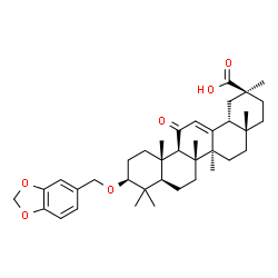 ChemSpider 2D Image | (3beta)-3-(1,3-Benzodioxol-5-ylmethoxy)-11-oxoolean-12-en-30-oic acid | C38H52O6
