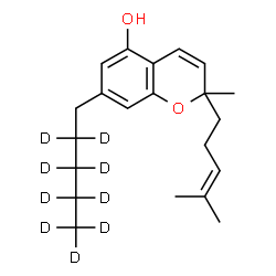 ChemSpider 2D Image | 2-Methyl-2-(4-methyl-3-penten-1-yl)-7-[(2,2,3,3,4,4,5,5,5-~2~H_9_)pentyl]-2H-chromen-5-ol | C21H21D9O2