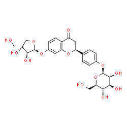 ChemSpider 2D Image | 4-[(2S)-7-{[(2S,3R,4R)-3,4-Dihydroxy-4-(hydroxymethyl)tetrahydro-2-furanyl]oxy}-4-oxo-3,4-dihydro-2H-chromen-2-yl]phenyl beta-D-glucopyranoside | C26H30O13
