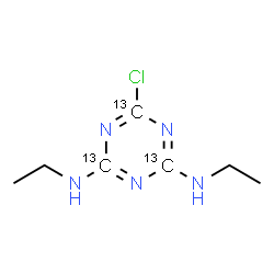 ChemSpider 2D Image | 6-Chloro-N,N'-diethyl(~13~C_3_)-1,3,5-triazine-2,4-diamine | C413C3H12ClN5