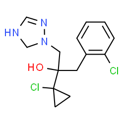 ChemSpider 2D Image | 2-(1-Chlorocyclopropyl)-1-(2-chlorophenyl)-3-(4,5-dihydro-1H-1,2,4-triazol-1-yl)-2-propanol | C14H17Cl2N3O