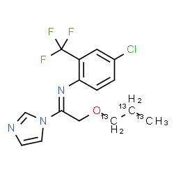 ChemSpider 2D Image | (1E)-N-[4-Chloro-2-(trifluoromethyl)phenyl]-1-(1H-imidazol-1-yl)-2-[(~13~C_3_)propyloxy]ethanimine | C1213C3H15ClF3N3O
