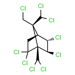 ChemSpider 2D Image | (1R,4S,5S,6S,7S)-2,2,5,6-Tetrachloro-7-(chloromethyl)-1,7-bis(dichloromethyl)bicyclo[2.2.1]heptane | C10H9Cl9