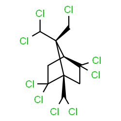 ChemSpider 2D Image | (1S,4S,7R)-2,2,5,5-Tetrachloro-7-(chloromethyl)-1,7-bis(dichloromethyl)bicyclo[2.2.1]heptane | C10H9Cl9