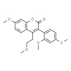 ChemSpider 2D Image | 3-(2,4-Dimethoxyphenyl)-7-methoxy-4-(2-methoxyethyl)-2H-chromen-2-one | C21H22O6