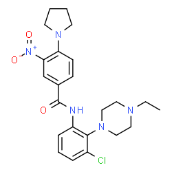 ChemSpider 2D Image | N-[3-Chloro-2-(4-ethyl-1-piperazinyl)phenyl]-3-nitro-4-(1-pyrrolidinyl)benzamide | C23H28ClN5O3