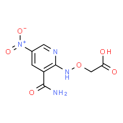 ChemSpider 2D Image | {[(3-Carbamoyl-5-nitro-2-pyridinyl)amino]oxy}acetic acid | C8H8N4O6