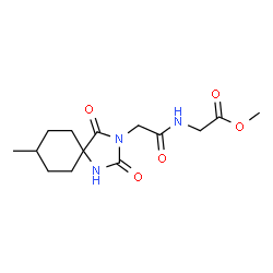 ChemSpider 2D Image | Methyl N-[(8-methyl-2,4-dioxo-1,3-diazaspiro[4.5]dec-3-yl)acetyl]glycinate | C14H21N3O5