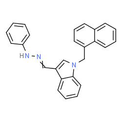 ChemSpider 2D Image | 1-(1-Naphthylmethyl)-3-[(phenylhydrazono)methyl]-1H-indole | C26H21N3