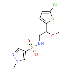 ChemSpider 2D Image | N-[2-(5-Chloro-2-thienyl)-2-methoxyethyl]-1-methyl-1H-pyrazole-4-sulfonamide | C11H14ClN3O3S2