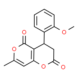 ChemSpider 2D Image | 4-(2-Methoxyphenyl)-7-methyl-3,4-dihydro-2H,5H-pyrano[4,3-b]pyran-2,5-dione | C16H14O5