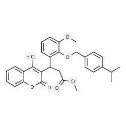 ChemSpider 2D Image | Methyl 3-(4-hydroxy-2-oxo-2H-chromen-3-yl)-3-{2-[(4-isopropylbenzyl)oxy]-3-methoxyphenyl}propanoate | C30H30O7