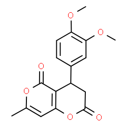 ChemSpider 2D Image | 4-(3,4-Dimethoxyphenyl)-7-methyl-3,4-dihydro-2H,5H-pyrano[4,3-b]pyran-2,5-dione | C17H16O6