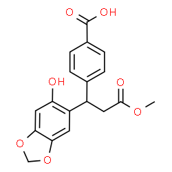 ChemSpider 2D Image | 4-[1-(6-Hydroxy-1,3-benzodioxol-5-yl)-3-methoxy-3-oxopropyl]benzoic acid | C18H16O7