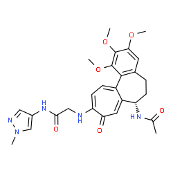 ChemSpider 2D Image | N~2~-[(7S)-7-Acetamido-1,2,3-trimethoxy-9-oxo-5,6,7,9-tetrahydrobenzo[a]heptalen-10-yl]-N-(1-methyl-1H-pyrazol-4-yl)glycinamide | C27H31N5O6