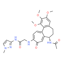 ChemSpider 2D Image | N~2~-[(7S)-7-Acetamido-1,2,3-trimethoxy-9-oxo-5,6,7,9-tetrahydrobenzo[a]heptalen-10-yl]-N-(1-methyl-1H-pyrazol-3-yl)glycinamide | C27H31N5O6