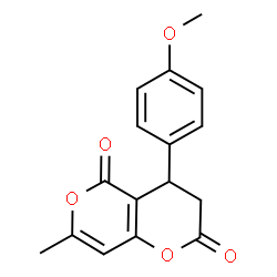 ChemSpider 2D Image | 4-(4-Methoxyphenyl)-7-methyl-3,4-dihydro-2H,5H-pyrano[4,3-b]pyran-2,5-dione | C16H14O5