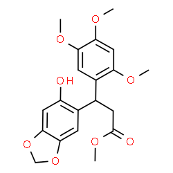ChemSpider 2D Image | Methyl 3-(6-hydroxy-1,3-benzodioxol-5-yl)-3-(2,4,5-trimethoxyphenyl)propanoate | C20H22O8