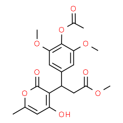 ChemSpider 2D Image | Methyl 3-(4-acetoxy-3,5-dimethoxyphenyl)-3-(4-hydroxy-6-methyl-2-oxo-2H-pyran-3-yl)propanoate | C20H22O9