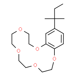 ChemSpider 2D Image | 15-(2-Methyl-2-butanyl)-2,3,5,6,8,9,11,12-octahydro-1,4,7,10,13-benzopentaoxacyclopentadecine | C19H30O5