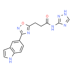 ChemSpider 2D Image | 3-[3-(1H-Indol-5-yl)-1,2,4-oxadiazol-5-yl]-N-(1H-1,2,4-triazol-3-yl)propanamide | C15H13N7O2
