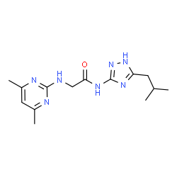 ChemSpider 2D Image | N~2~-(4,6-Dimethyl-2-pyrimidinyl)-N-(5-isobutyl-1H-1,2,4-triazol-3-yl)glycinamide | C14H21N7O