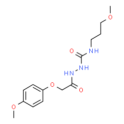ChemSpider 2D Image | 2-[(4-Methoxyphenoxy)acetyl]-N-(3-methoxypropyl)hydrazinecarboxamide | C14H21N3O5