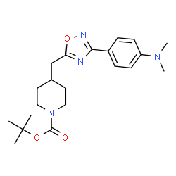 ChemSpider 2D Image | 2-Methyl-2-propanyl 4-({3-[4-(dimethylamino)phenyl]-1,2,4-oxadiazol-5-yl}methyl)-1-piperidinecarboxylate | C21H30N4O3