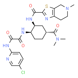 ChemSpider 2D Image | N1-(5-Chloropyridin-2-yl)-N2-((1R,2S,4R)-4-(dimethylcarbamoyl)-2-(5-methyl-4,5,6,7-tetrahydrothiazolo[5,4-c]pyridine-2-carboxamido)cyclohexyl)oxalamide | C24H30ClN7O4S