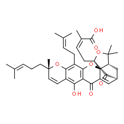 ChemSpider 2D Image | (2Z)-4-[(1S,2S,8S,17S,19R)-12-Hydroxy-8,21,21-trimethyl-5-(3-methyl-2-buten-1-yl)-8-(4-methyl-3-penten-1-yl)-14,18-dioxo-3,7,20-trioxahexacyclo[15.4.1.0~2,15~.0~2,19~.0~4,13~.0~6,11~]docosa-4(13),5,9,
11,15-pentaen-19-yl]-2-methyl-2-butenoic acid | C38H44O8
