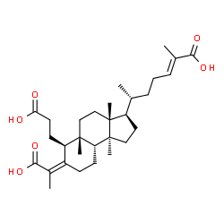 ChemSpider 2D Image | (2E,6R)-6-[(3R,3aR,5aS,6S,7Z,9aR,9bS)-6-(2-Carboxyethyl)-7-(1-carboxyethylidene)-3a,5a,9b-trimethyldodecahydro-1H-cyclopenta[a]naphthalen-3-yl]-2-methyl-2-heptenoic acid | C30H46O6