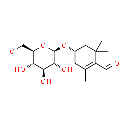 ChemSpider 2D Image | (1S)-4-Formyl-3,5,5-trimethyl-3-cyclohexen-1-yl beta-D-glucopyranoside | C16H26O7