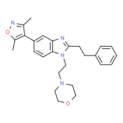 ChemSpider 2D Image | 5-(3,5-Dimethyl-1,2-oxazol-4-yl)-1-[2-(4-morpholinyl)ethyl]-2-(2-phenylethyl)-1H-benzimidazole | C26H30N4O2
