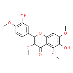 ChemSpider 2D Image | 6-Hydroxy-2-(3-hydroxy-4-methoxyphenyl)-3,5,7-trimethoxy-4H-chromen-4-one | C19H18O8