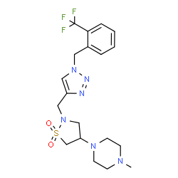 ChemSpider 2D Image | 1-[1,1-Dioxido-2-({1-[2-(trifluoromethyl)benzyl]-1H-1,2,3-triazol-4-yl}methyl)-1,2-thiazolidin-4-yl]-4-methylpiperazine | C19H25F3N6O2S